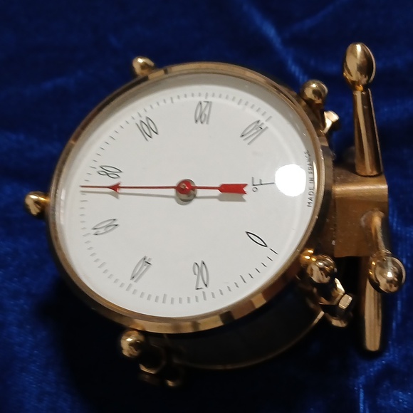 Antique Brass Drum Desk Analog Thermometer Made in France - Picture 9 of 12